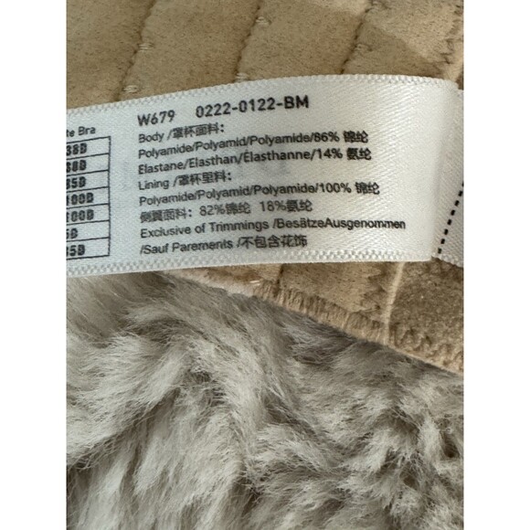 Delimira Bra Size 38D Tan Unlined Underwire Adjustable Clasp Back  Lace Feminine - Picture 2 of 8